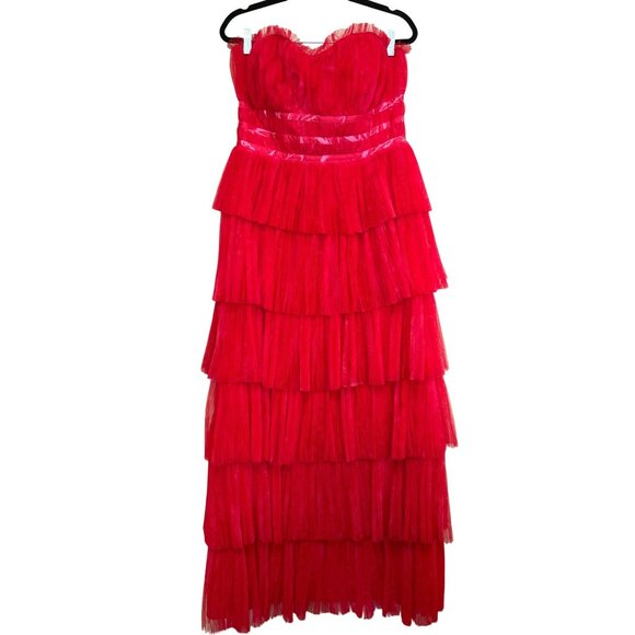 NWT Anthropologie Hutch Evie Strapless Tiered Maxi Dress Size 10 - Picture 5 of 9